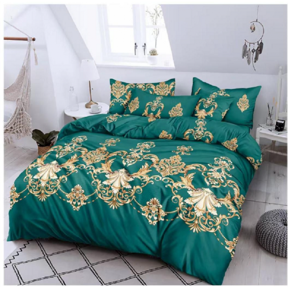 Lenjerie de pat dublu Bumbac Finet, pentru 2 persoane, 6 piese, Cearceaf de pat 220 x 235cm, JN-045
