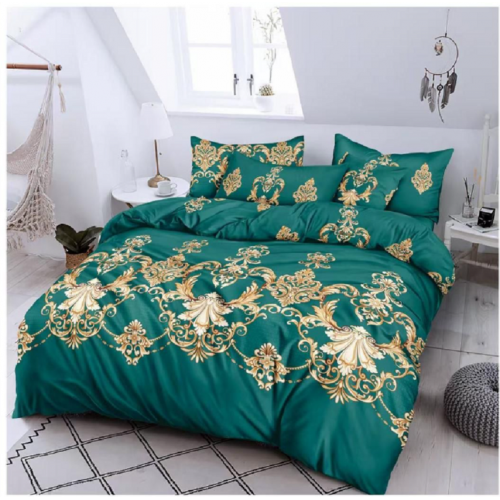 Lenjerie de pat dublu Bumbac Finet, pentru 2 persoane, 6 piese, Cearceaf de pat 220 x 235cm, JN-045