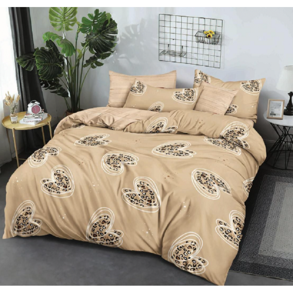 Lenjerie de pat dublu Bumbac Finet, pentru 2 persoane, 6 piese, Cearceaf de pat 180 x 200cm, JN-046