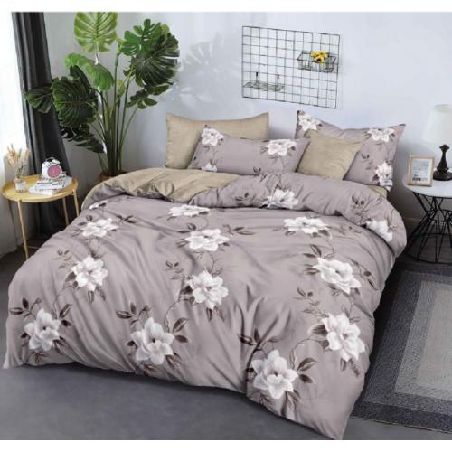 Lenjerie de pat dublu Bumbac Finet, pentru 2 persoane, 6 piese, Cearceaf de pat 180 x 200cm, JN-050