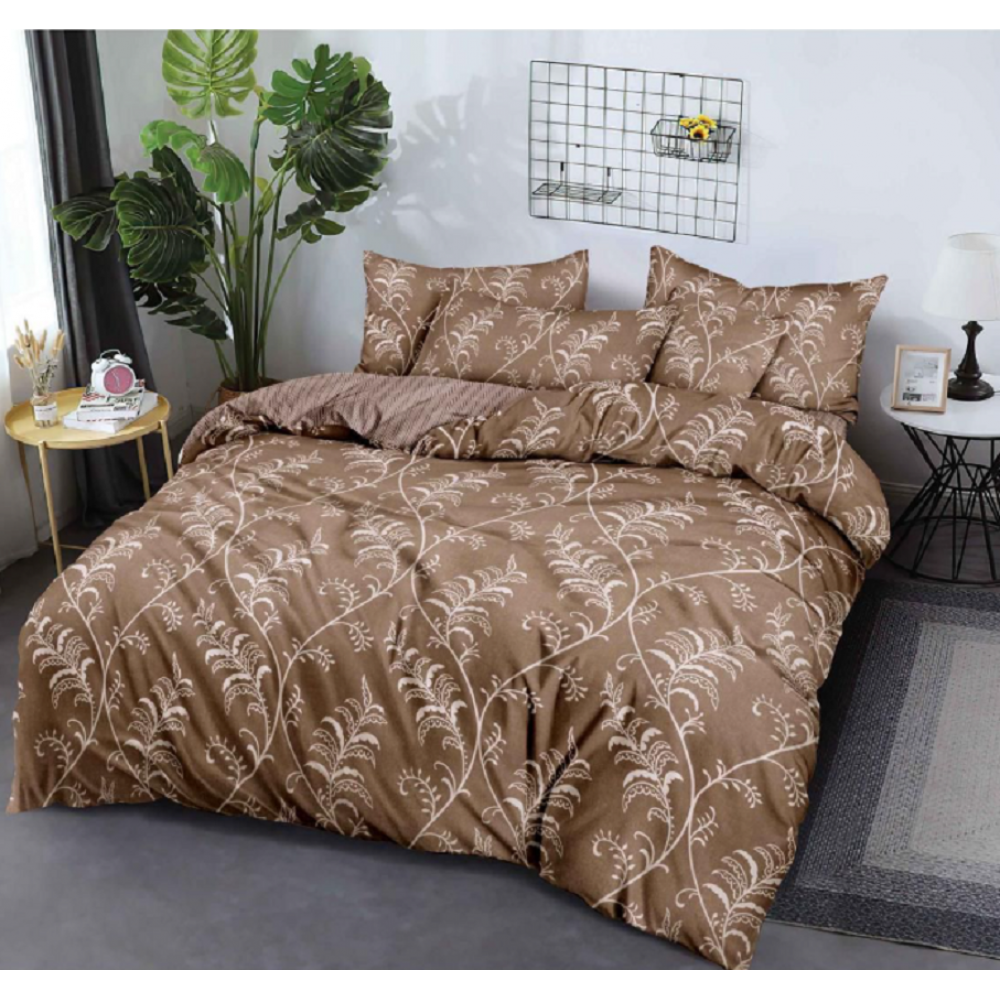 Lenjerie de pat dublu Bumbac Finet, pentru 2 persoane, 6 piese, Cearceaf de pat 180 x 200cm, JN-051