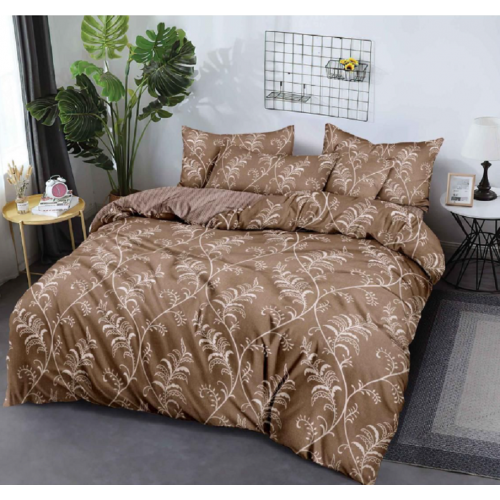 Lenjerie de pat dublu Bumbac Finet, pentru 2 persoane, 6 piese, Cearceaf de pat 180 x 200cm, JN-051