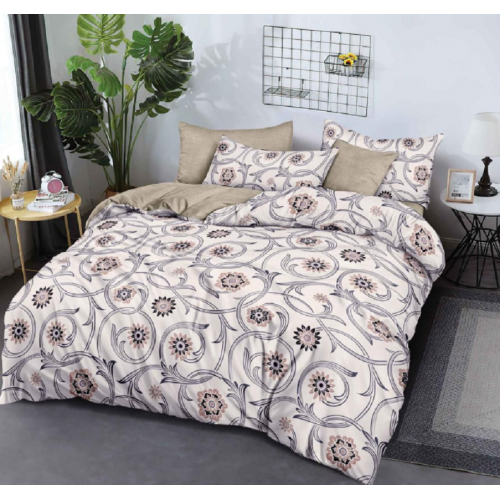 Lenjerie de pat dublu Bumbac Finet, pentru 2 persoane, 6 piese, Cearceaf de pat 180 x 200cm, JN-054