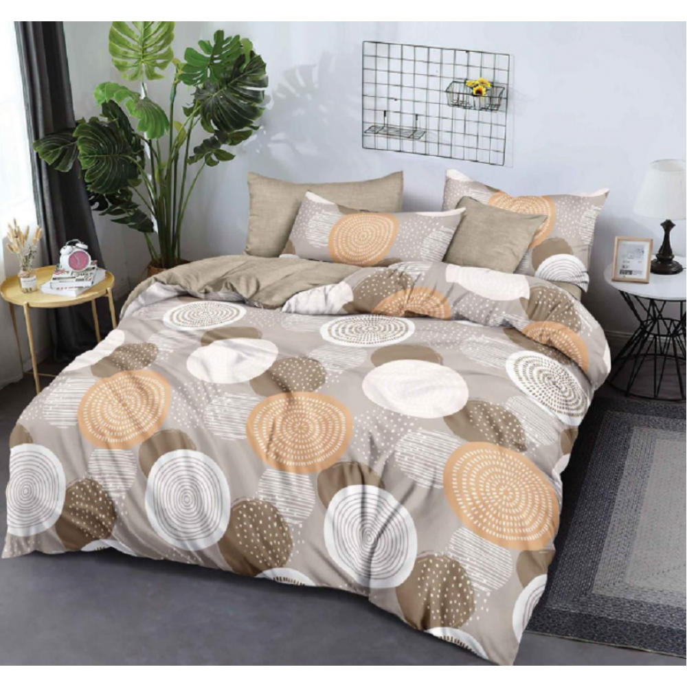 Lenjerie de pat dublu Bumbac Finet, pentru 2 persoane, 6 piese, Cearceaf de pat 180 x 200cm, JN-055