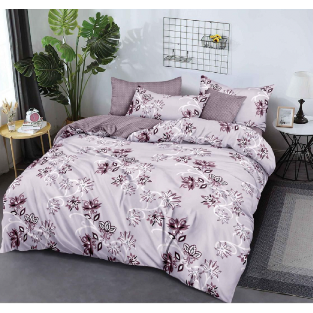 Lenjerie de pat dublu Bumbac Finet, pentru 2 persoane, 6 piese, Cearceaf de pat 180 x 200cm, JN-056