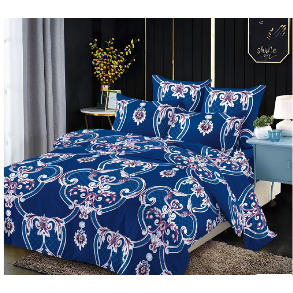 Lenjerie de pat dublu Bumbac Finet, pentru 2 persoane, 6 piese, Cearceaf de pat 230 x 250cm, JN-058