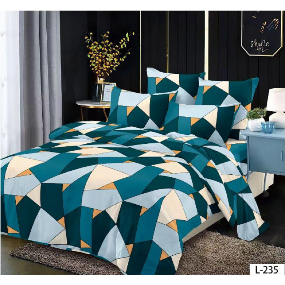 Lenjerie de pat dublu Bumbac Finet, pentru 2 persoane, 6 piese, Cearceaf de pat 230 x 250cm, JN-062