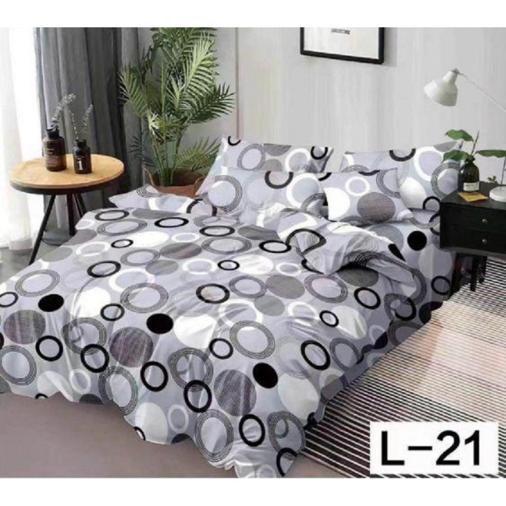 Lenjerie de pat dublu Bumbac Finet, pentru 2 persoane, 6 piese, Cearceaf de pat 230 x 250cm, JN-064