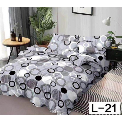 Lenjerie de pat dublu Bumbac Finet, pentru 2 persoane, 6 piese, Cearceaf de pat 230 x 250cm, JN-064