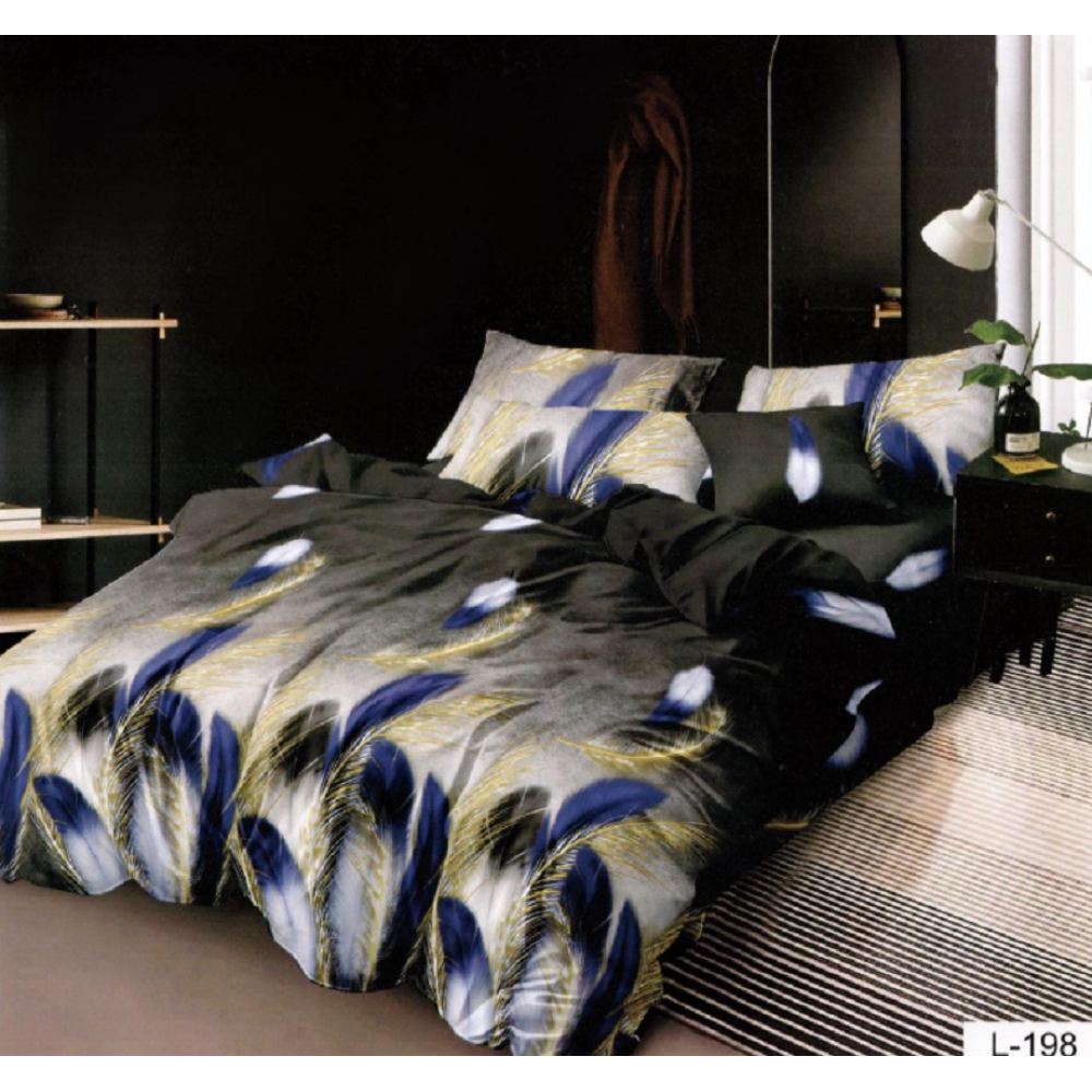 Lenjerie de pat dublu Bumbac Finet, pentru 2 persoane, 6 piese, Cearceaf de pat 230 x 250cm, JN-065