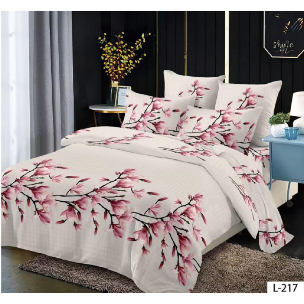 Lenjerie de pat dublu Bumbac Finet, pentru 2 persoane, 6 piese, Cearceaf de pat 230 x 250cm, JN-069