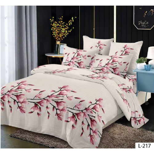 Lenjerie de pat dublu Bumbac Finet, pentru 2 persoane, 6 piese, Cearceaf de pat 230 x 250cm, JN-069