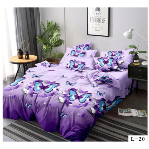 Lenjerie de pat dublu Bumbac Finet, pentru 2 persoane, 6 piese, Cearceaf de pat 230 x 250cm, JN-072
