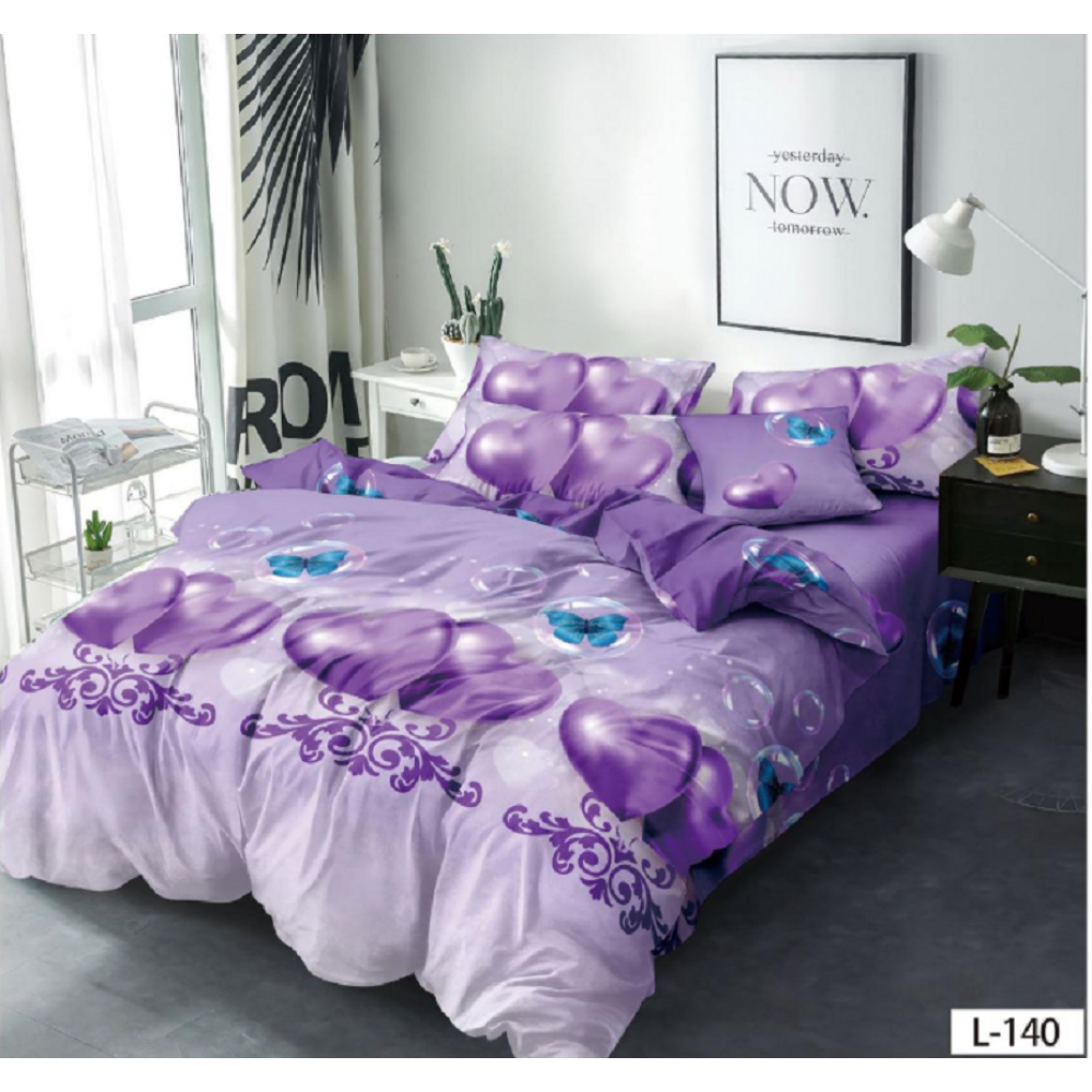 Lenjerie de pat dublu Bumbac Finet, pentru 2 persoane, 6 piese, Cearceaf de pat 230 x 250cm, JN-074