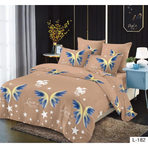 Lenjerie de pat dublu Bumbac Finet, pentru 2 persoane, 6 piese, Cearceaf de pat 230 x 250cm, JN-075