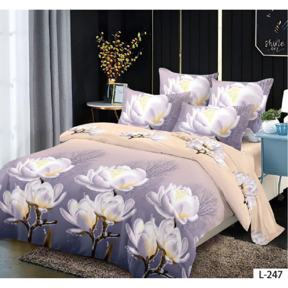 Lenjerie de pat dublu Bumbac Finet, pentru 2 persoane, 6 piese, Cearceaf de pat 230 x 250cm, JN-080