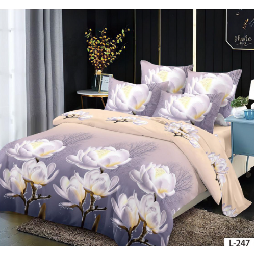 Lenjerie de pat dublu Bumbac Finet, pentru 2 persoane, 6 piese, Cearceaf de pat 230 x 250cm, JN-080