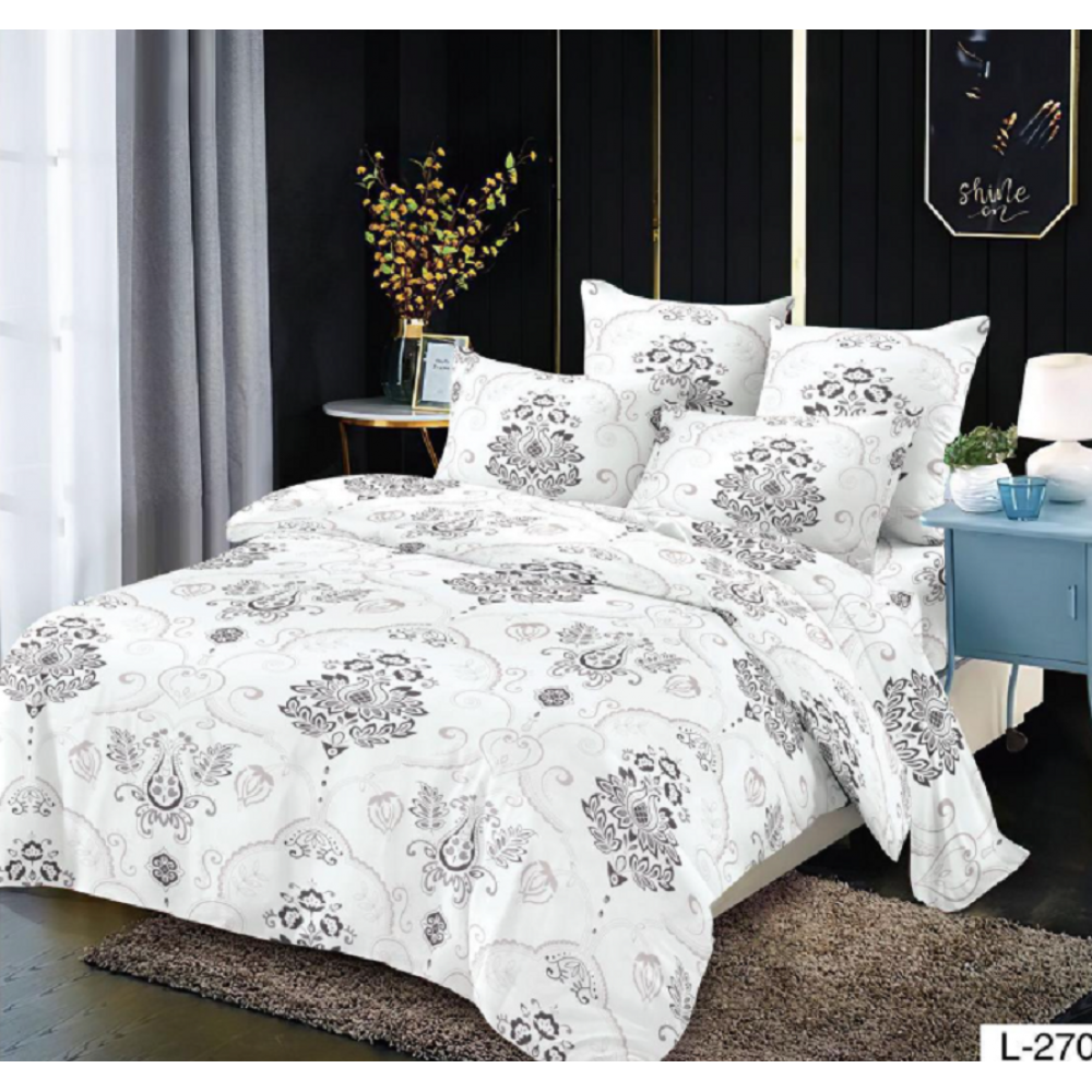 Lenjerie de pat dublu Bumbac Finet, pentru 2 persoane, 6 piese, Cearceaf de pat 230 x 250cm, JN-081