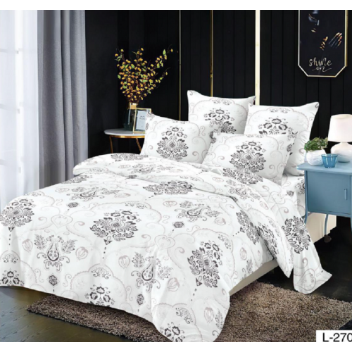 Lenjerie de pat dublu Bumbac Finet, pentru 2 persoane, 6 piese, Cearceaf de pat 230 x 250cm, JN-081