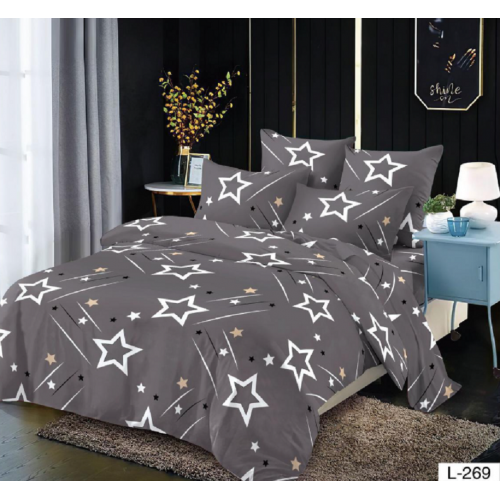 Lenjerie de pat dublu Bumbac Finet, pentru 2 persoane, 6 piese, Cearceaf de pat 230 x 250cm, JN-082