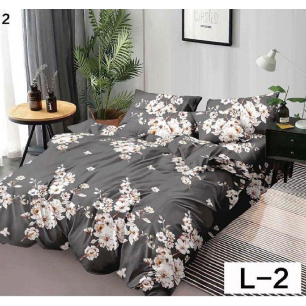 Lenjerie de pat dublu Bumbac Finet, pentru 2 persoane, 6 piese, Cearceaf de pat 230 x 250cm, JN-085