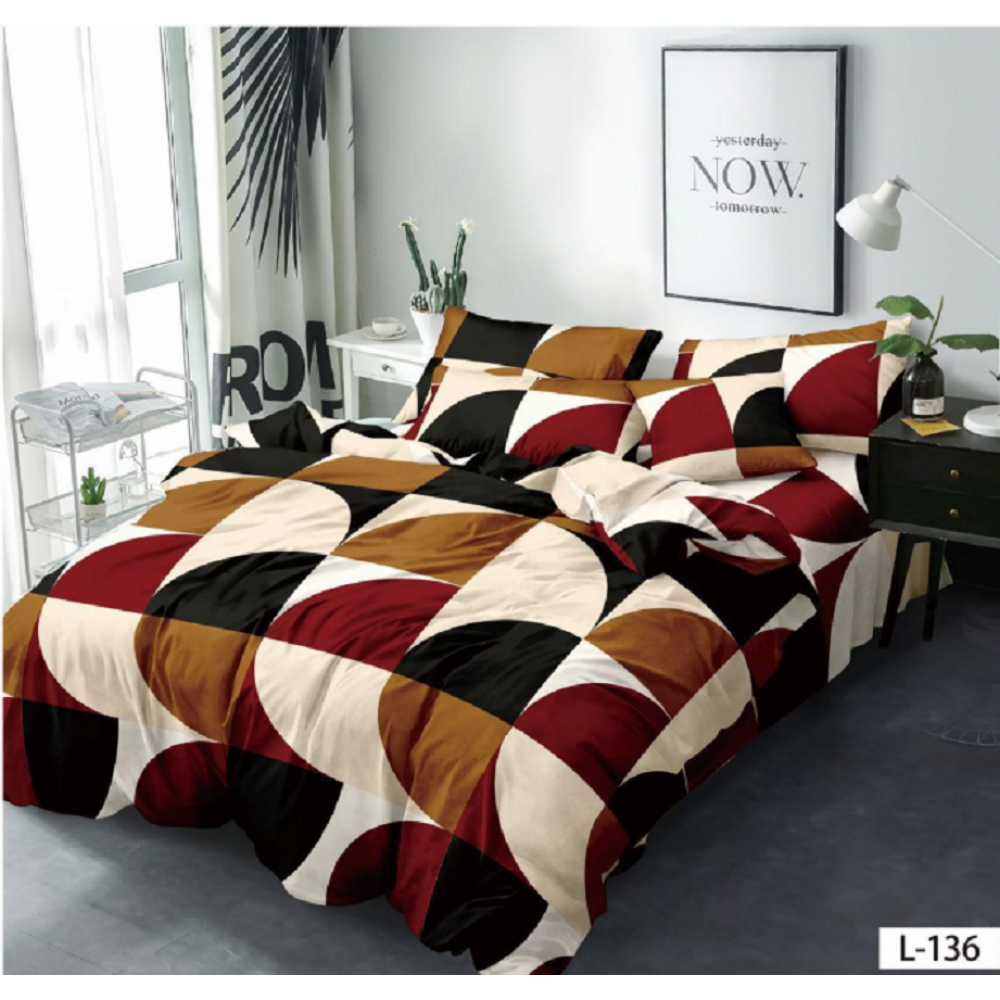 Lenjerie de pat dublu Bumbac Finet, pentru 2 persoane, 6 piese, Cearceaf de pat 230 x 250cm, JN-089