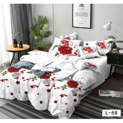 Lenjerie de pat dublu Bumbac Finet, pentru 2 persoane, 6 piese, Cearceaf de pat 230 x 250cm, JN-090