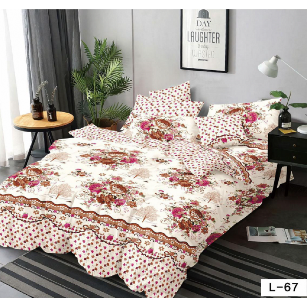 Lenjerie de pat dublu Bumbac Finet, pentru 2 persoane, 6 piese, Cearceaf de pat 230 x 250cm, JN-091