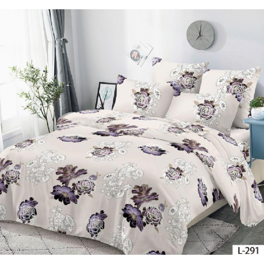Lenjerie de pat dublu Bumbac Finet, pentru 2 persoane, 6 piese, Cearceaf de pat 230 x 250cm, JN-094