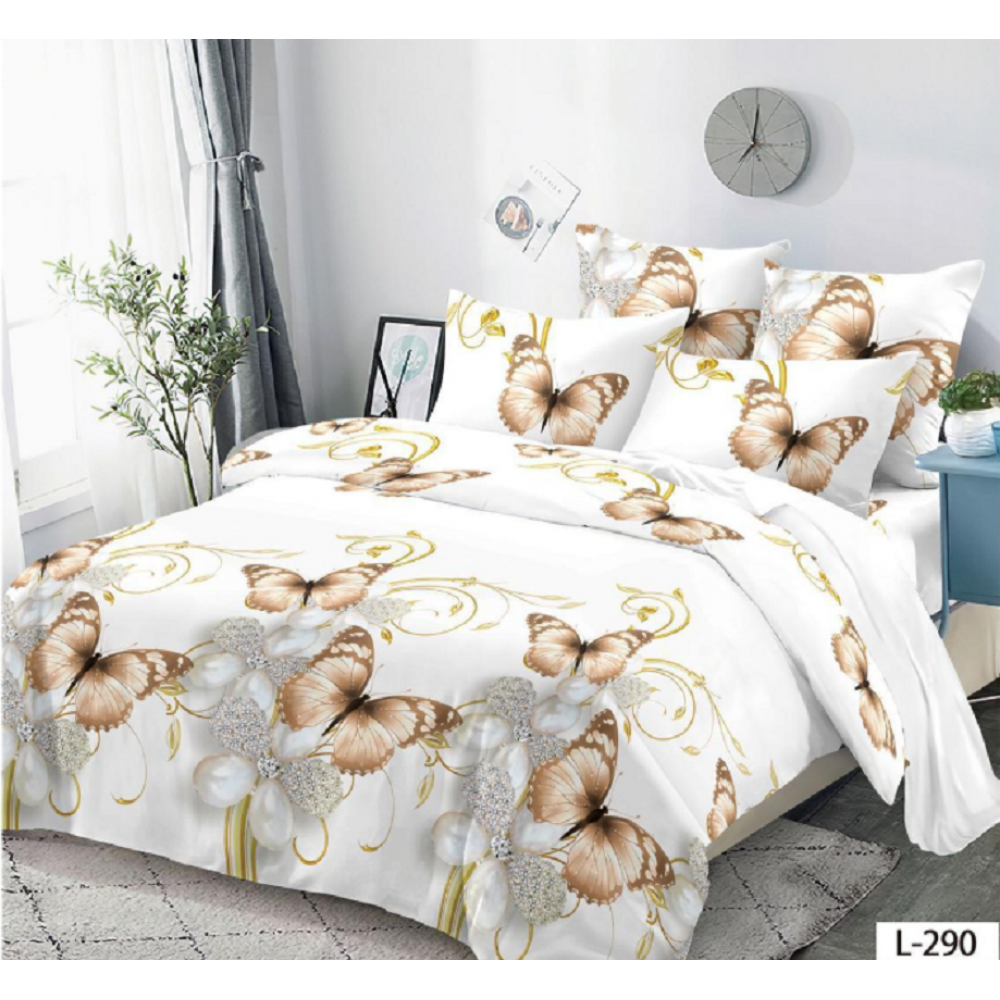 Lenjerie de pat dublu Bumbac Finet, pentru 2 persoane, 6 piese, Cearceaf de pat 230 x 250cm, JN-095