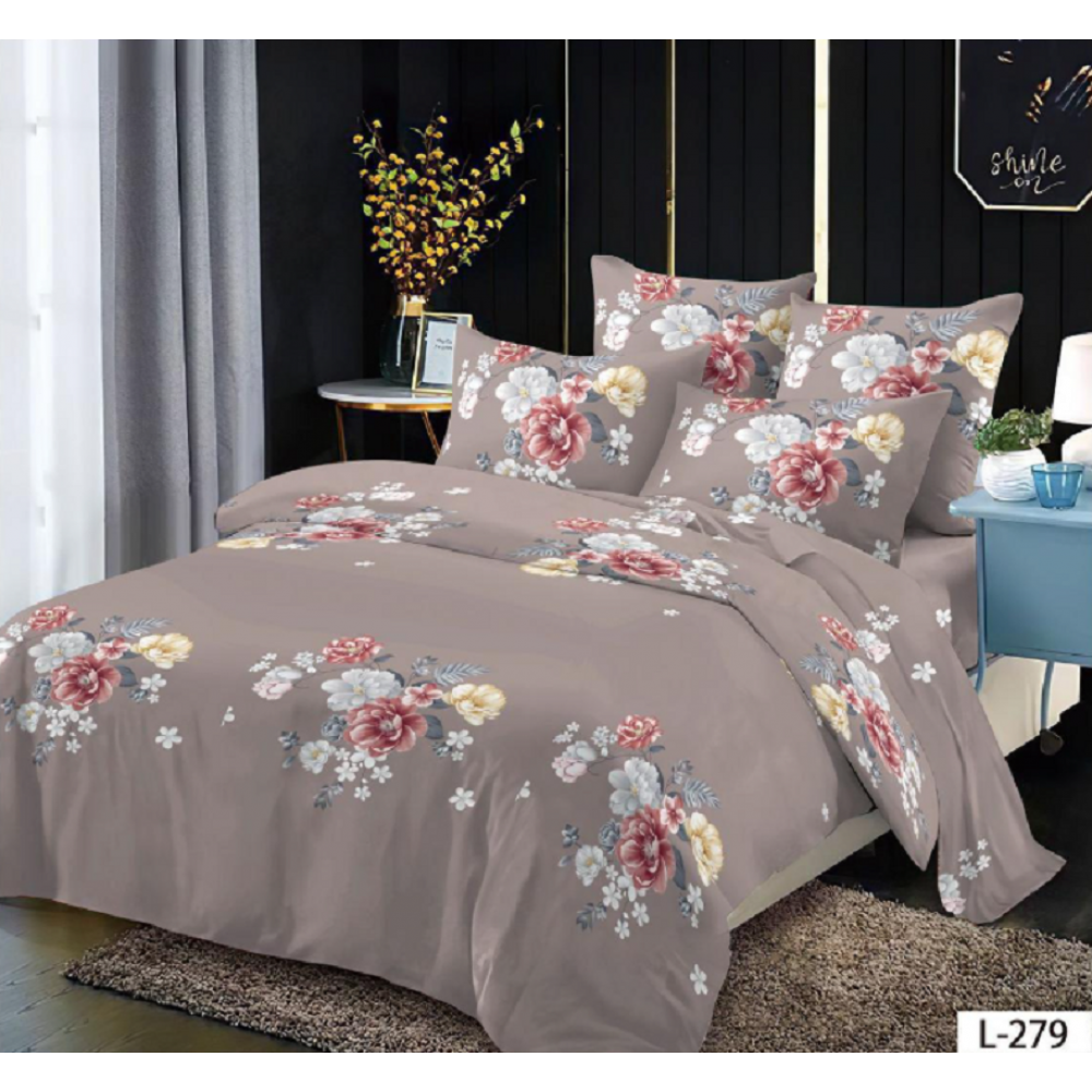 Lenjerie de pat dublu Bumbac Finet, pentru 2 persoane, 6 piese, Cearceaf de pat 230 x 250cm, JN-097