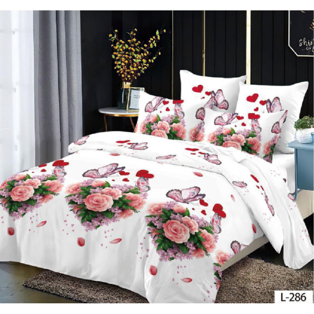 Lenjerie de pat dublu Bumbac Finet, pentru 2 persoane, 6 piese, Cearceaf de pat 230 x 250cm, JN-098
