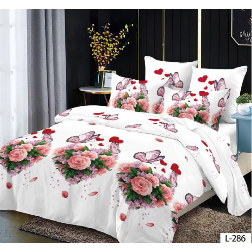 Lenjerie de pat dublu Bumbac Finet, pentru 2 persoane, 6 piese, Cearceaf de pat 230 x 250cm, JN-098