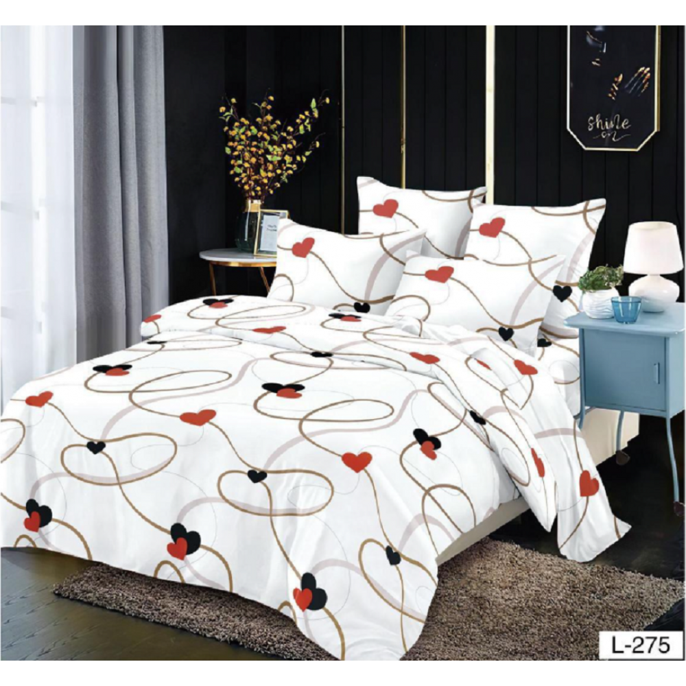 Lenjerie de pat dublu Bumbac Finet, pentru 2 persoane, 6 piese, Cearceaf de pat 230 x 250cm, JN-099