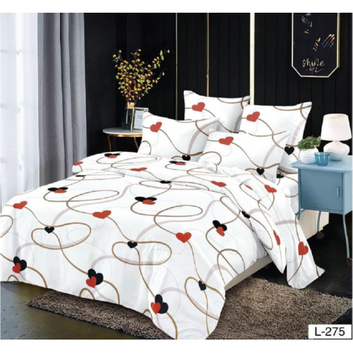 Lenjerie de pat dublu Bumbac Finet, pentru 2 persoane, 6 piese, Cearceaf de pat 230 x 250cm, JN-099