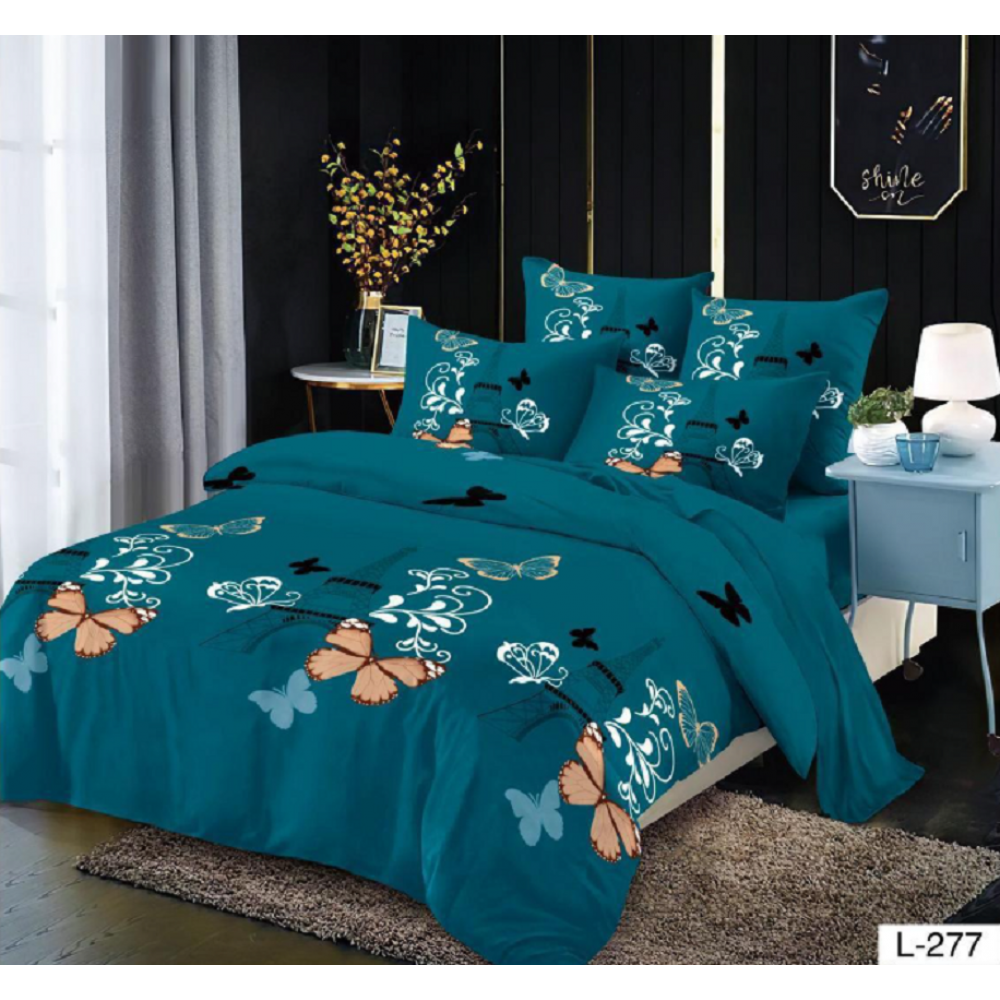 Lenjerie de pat dublu Bumbac Finet, pentru 2 persoane, 6 piese, Cearceaf de pat 230 x 250cm, JN-104