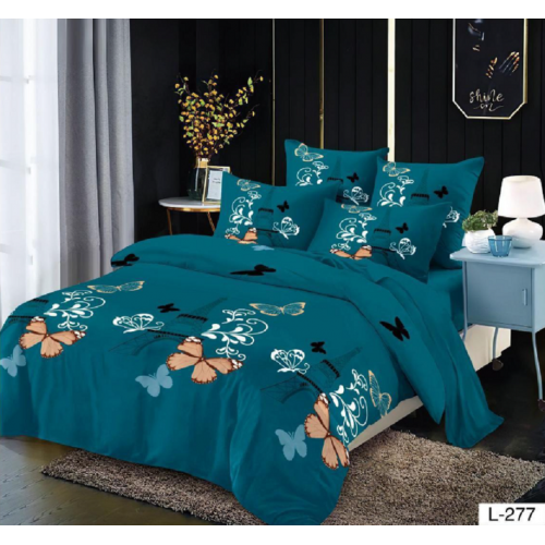 Lenjerie de pat dublu Bumbac Finet, pentru 2 persoane, 6 piese, Cearceaf de pat 230 x 250cm, JN-104