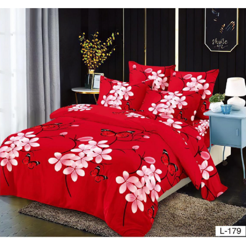 Lenjerie de pat dublu Bumbac Finet, pentru 2 persoane, 6 piese, Cearceaf de pat 230 x 250cm, JN-105