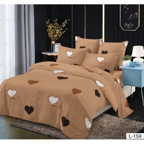 Lenjerie de pat dublu Bumbac Finet, pentru 2 persoane, 6 piese, Cearceaf de pat 230 x 250cm, JN-107