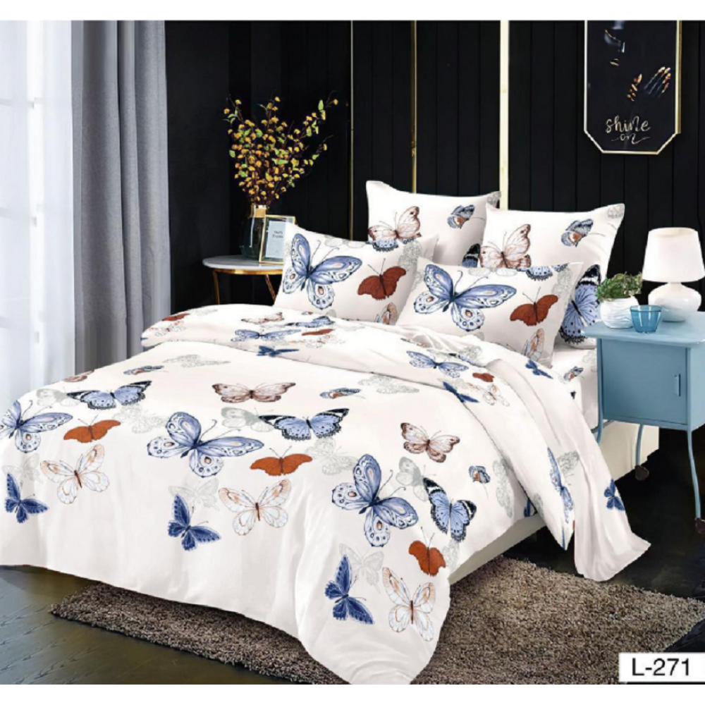 Lenjerie de pat dublu Bumbac Finet, pentru 2 persoane, 6 piese, Cearceaf de pat 230 x 250cm, JN-108