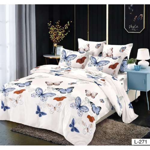 Lenjerie de pat dublu Bumbac Finet, pentru 2 persoane, 6 piese, Cearceaf de pat 230 x 250cm, JN-108