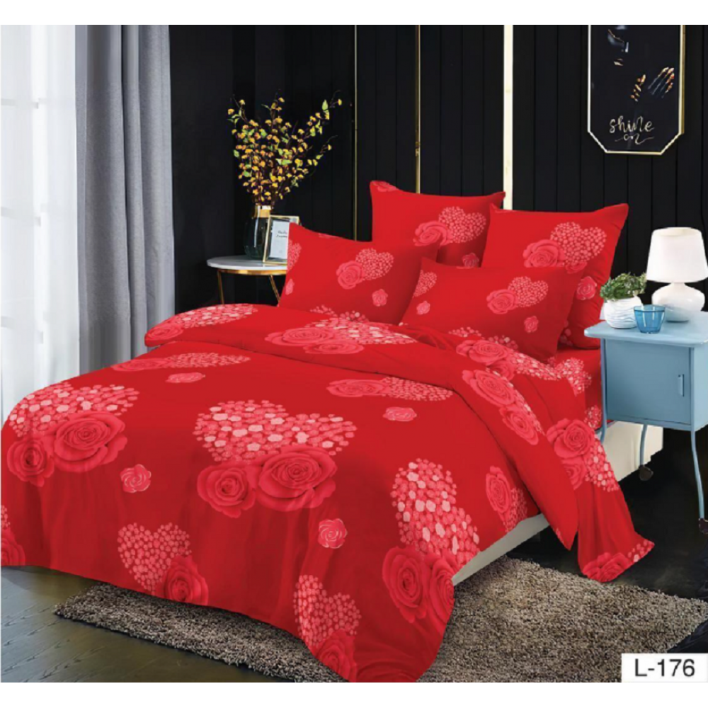 Lenjerie de pat dublu Bumbac Finet, pentru 2 persoane, 6 piese, Cearceaf de pat 230 x 250cm, JN-109