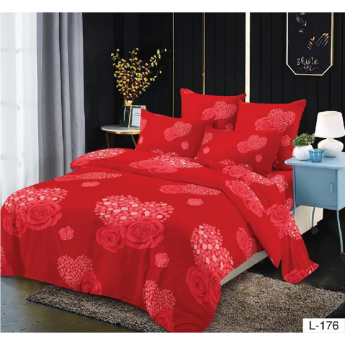 Lenjerie de pat dublu Bumbac Finet, pentru 2 persoane, 6 piese, Cearceaf de pat 230 x 250cm, JN-109