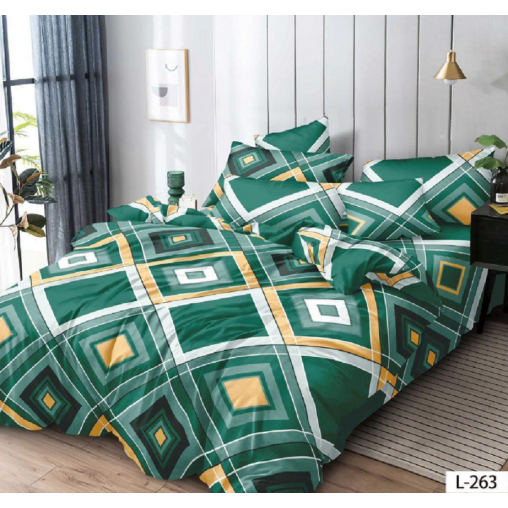 Lenjerie de pat dublu Bumbac Finet, pentru 2 persoane, 6 piese, Cearceaf de pat 230 x 250cm, JN-116