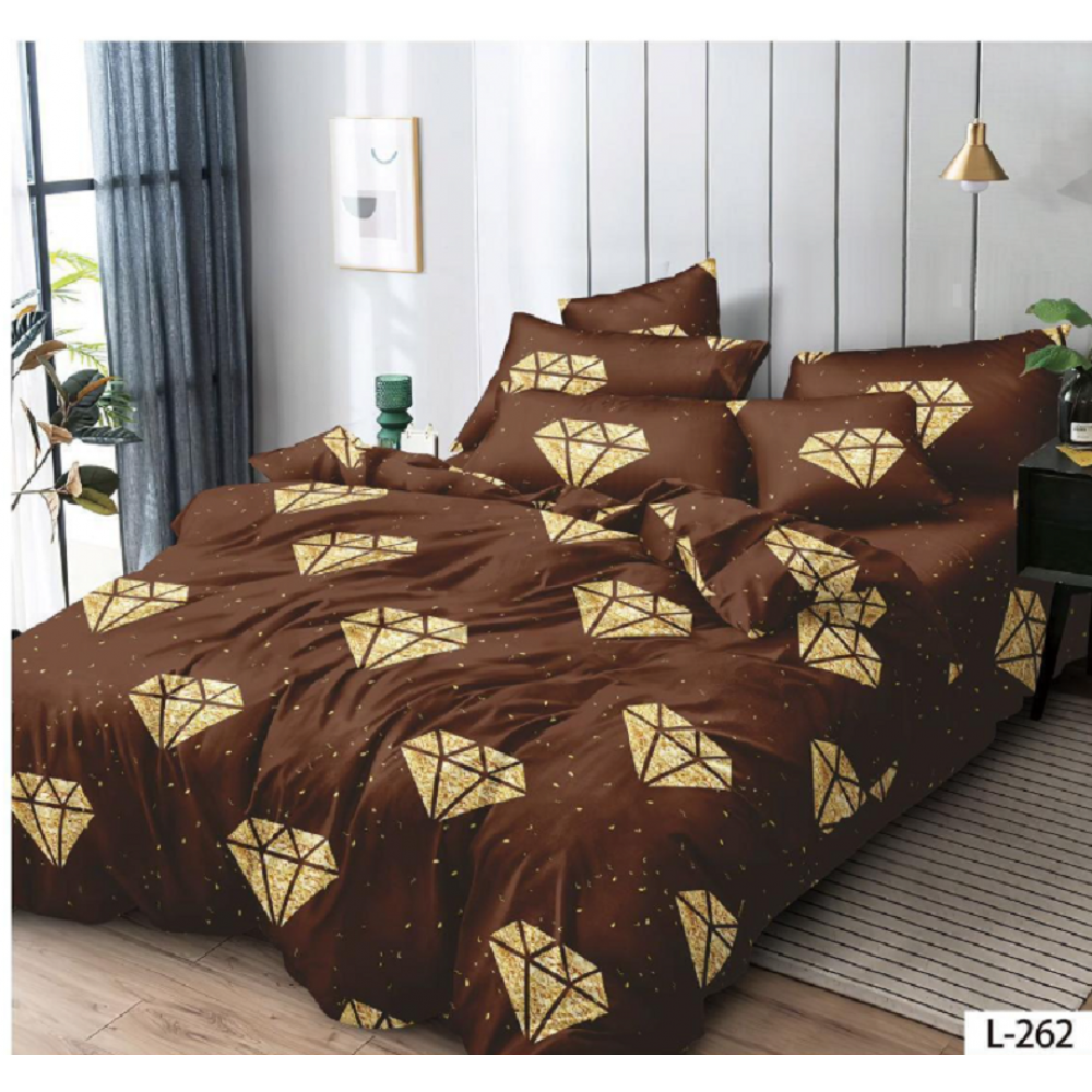 Lenjerie de pat dublu Bumbac Finet, pentru 2 persoane, 6 piese, Cearceaf de pat 230 x 250cm, JN-117