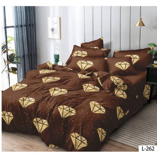 Lenjerie de pat dublu Bumbac Finet, pentru 2 persoane, 6 piese, Cearceaf de pat 230 x 250cm, JN-117