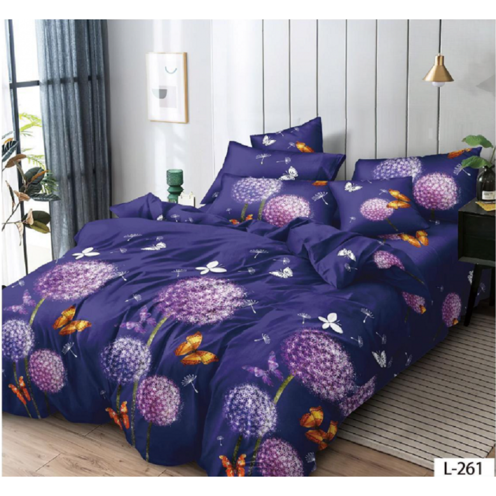 Lenjerie de pat dublu Bumbac Finet, pentru 2 persoane, 6 piese, Cearceaf de pat 230 x 250cm, JN-118