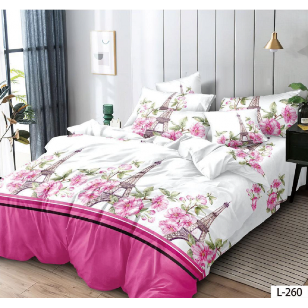 Lenjerie de pat dublu Bumbac Finet, pentru 2 persoane, 6 piese, Cearceaf de pat 230 x 250cm, JN-119