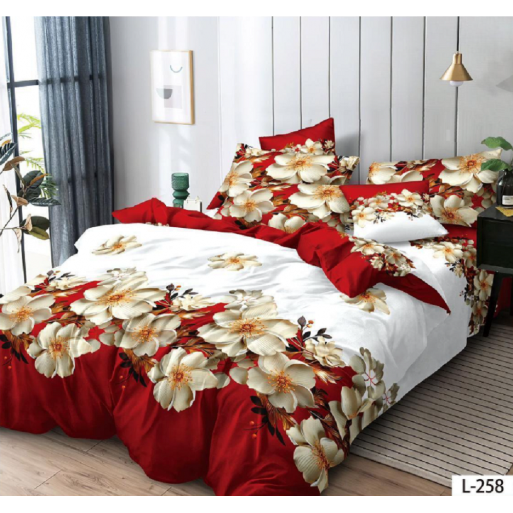 Lenjerie de pat dublu Bumbac Finet, pentru 2 persoane, 6 piese, Cearceaf de pat 230 x 250cm, JN-120