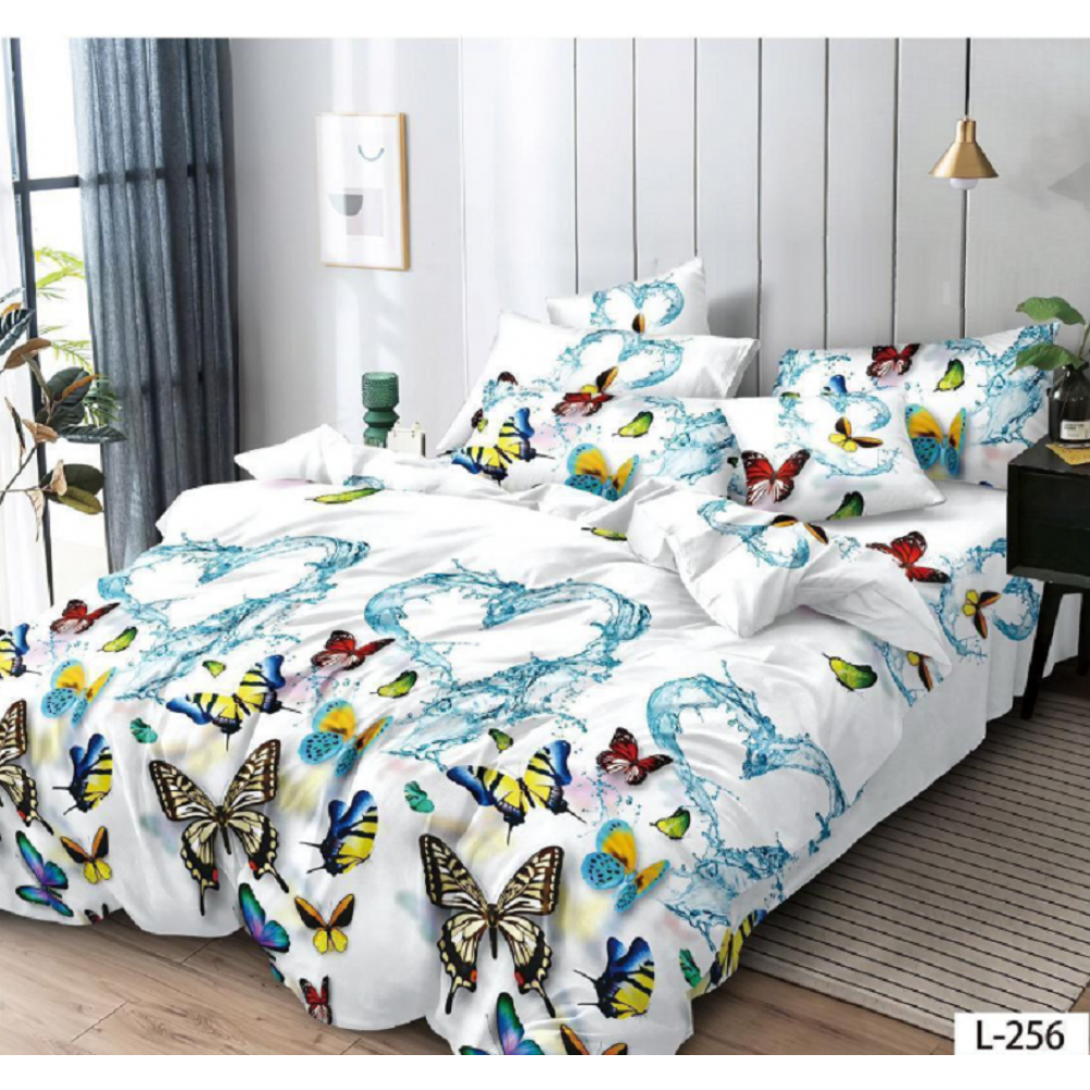 Lenjerie de pat dublu Bumbac Finet, pentru 2 persoane, 6 piese, Cearceaf de pat 230 x 250cm, JN-121